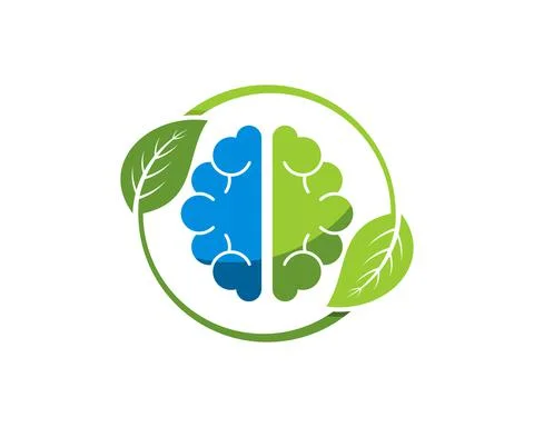 Circular nature leaf with brain inside Stock Illustration