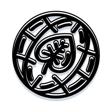 Circular nature leaf icon black outline design Stock Illustration