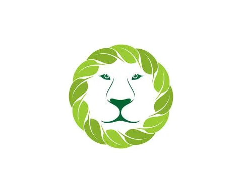 Circular nature leaf with lion face illustration Stock Illustration