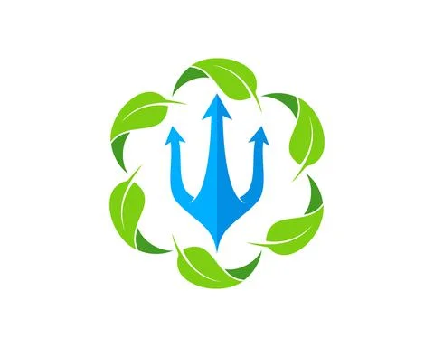 Circular nature leaf tree with trident inside 스톡 일러스트