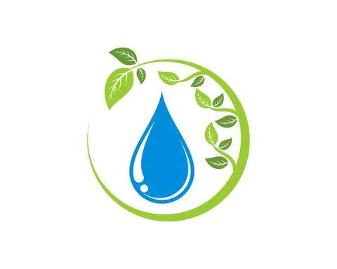 Circular nature leaf with water drop inside Stock Illustration