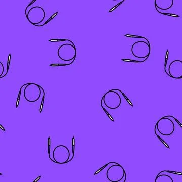 Circular needle knitting wool vector seamless pattern 스톡 일러스트