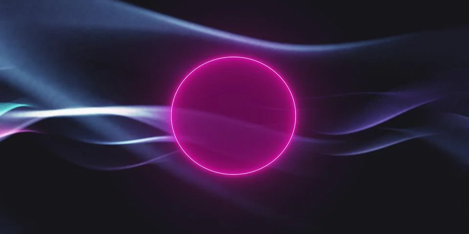 Circular neon on colored background Stock Illustration