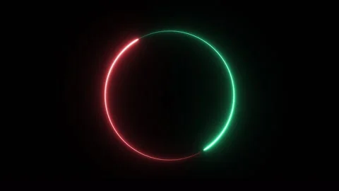 A circular neon frame made of two moving neon lights. Stock Footage 270231387