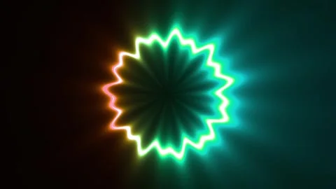 Circular Neon Light Rotating Animation With Dark Background II Stock Footage 247760628