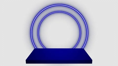Circular neon lines podium blue Stock Footage 201299631