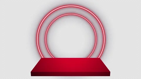Circular neon lines podium red Video stock 201297448