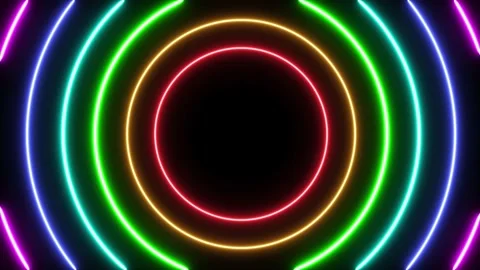 Circular neon lines rainbow multi color Stock Footage 201294723