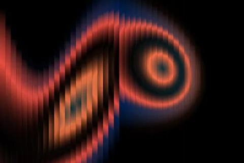 Circular Neon Ripple Ribbed Gradient Fractal Background Stock Illustration