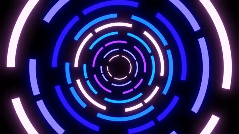 Circular neon shapes rotating animation. Abstract lens technology design Stock Footage 150270676