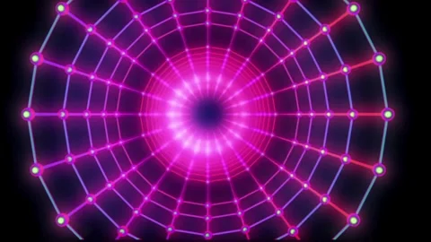 Circular Neon Web Pattern for Futuristic Tech Background Video stock 308274847