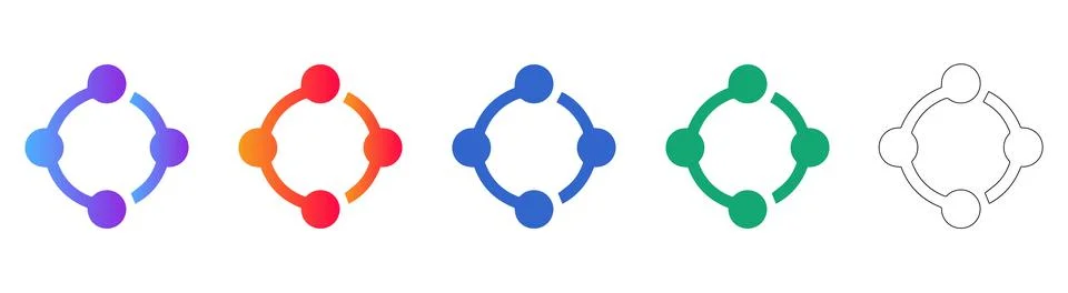 Circular Network Connection Icon Set イラスト素材