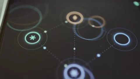 Circular Network Controls with Central Data Target Stock Footage 341871284
