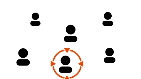 Circular network diagram showing multiple person icons animation Vidéo 336105125
