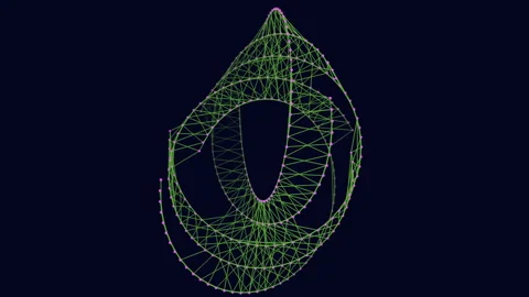 Circular network of interconnected lines with central point Stock Footage 249418789
