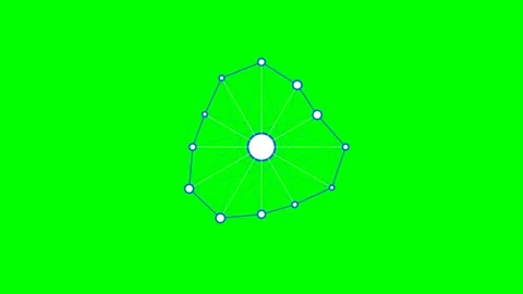 A circular node diagram connected to an outer ring on a bright green backgrou Stock Footage 340905217