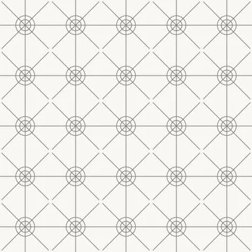 Circular node grid pattern, seamless pattern in line design. node, circle, grid Illustrazione stock