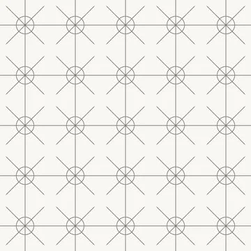 Circular node grid pattern, seamless pattern in line design. circle, node Illustrazione stock