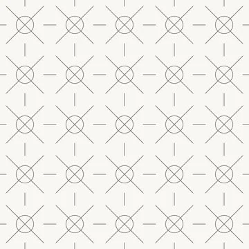 Circular nodes with diagonal cross grid seamless pattern in minimal line design Stockillustratie
