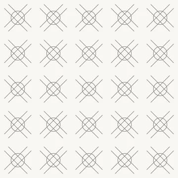 Circular nodes with diagonal cross lines seamless pattern in minimal line design Stockillustratie
