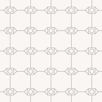 Circular nodes inside diamond connectors seamless pattern in minimal line design Stockillustratie