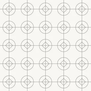 Circular nodes with square centers seamless pattern in minimal line design イラスト素材