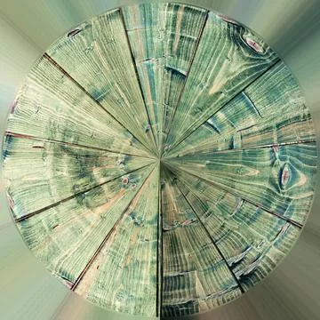 Circular old texture with a pattern of green planks Stock Illustration