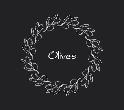CIrcular Olive frame on black background Stock Illustration