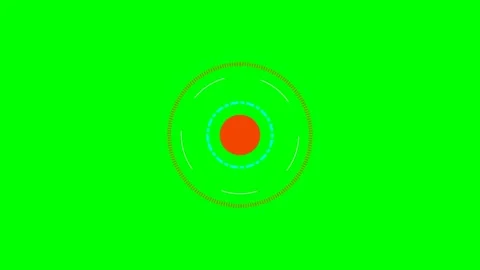 A circular orange center point surrounded by rotating cyan and green rings Video stock 340266374