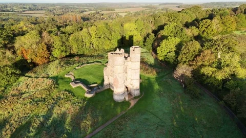 Circular Orbit around Donnington Castle near Newbury Stock Footage 293086412