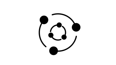 Circular Orbit Network Nodes Connection Icon Stock Footage 335591778