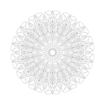 Circular oriental floral mandala pattern coloring book page Stock Illustration