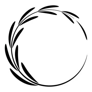 Circular ornamental frame with curved leaf elements in minimalist composition Stock Illustration