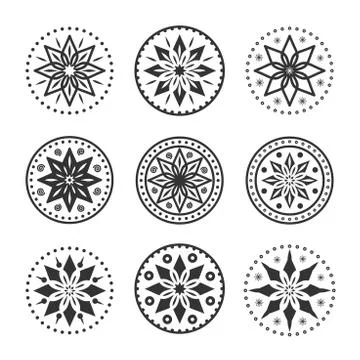 Circular ornaments set for design. Vector pattern Stock Illustration