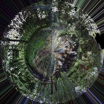 Circular panorama of globe surrealism Stock Illustration