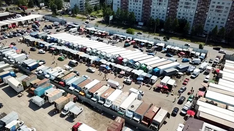 Circular panoramic camera shooting at the food market in the city Stock Footage 93449055