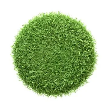 Circular patch of vibrant green grass isolated on a white background イラスト素材