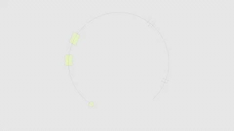 Circular path frame with neon green rectangles and dot cartoon object animation Stock Footage 309849177