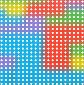 Circular pattern against colorful blurry bold background of basic colors Stock Illustration