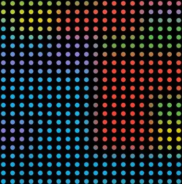 Circular pattern against colorful blurry bold background of basic colors Stock Illustration