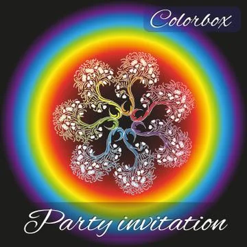 Circular pattern on the background with a rainbow Illustrazione stock