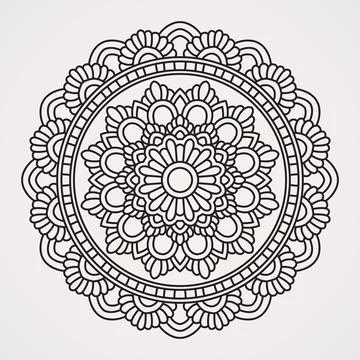 Circular pattern of beautiful flower variations.suitable for henna, tattoos.. Stock Illustration