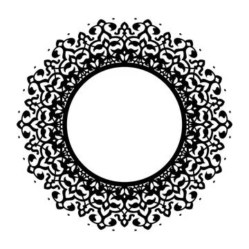 Circular pattern. Black and white circular frame, repeating symmetrical arabesqu Stockillustratie