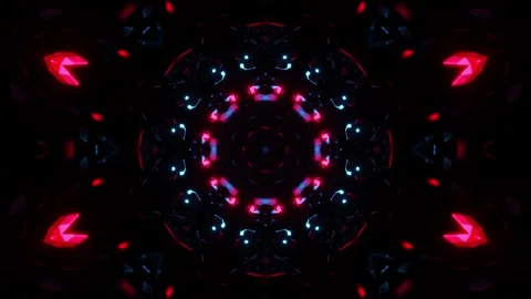 Circular pattern with blue light in the middle. Kaleidoscope VJ loop Stock Footage 252352189