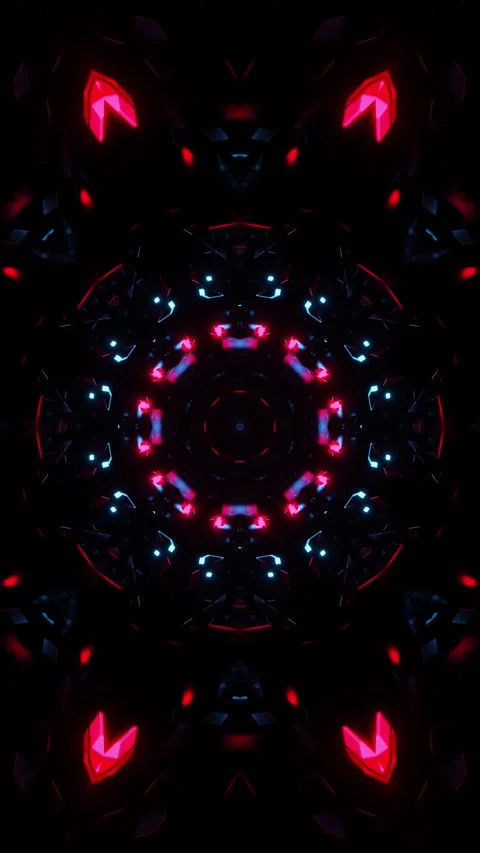 Circular pattern with blue light in the middle. Kaleidoscope VJ loop Vertical. Stock Footage 314100670