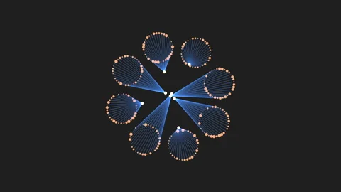 Circular pattern of blue lines and dots on dark background Vídeos de archivo 292945636