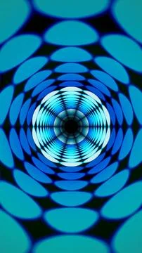 Circular pattern of blue shapes moving inward with depth イラスト素材