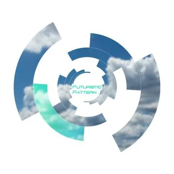 Circular pattern, circle elements forming geometric frame for photo with Illustrazione stock