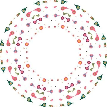 A circular pattern of colored shapes. Illustrazione stock