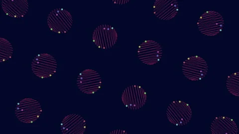 Circular pattern with colorful circles and lines on dark blue background Stock Footage 281910940